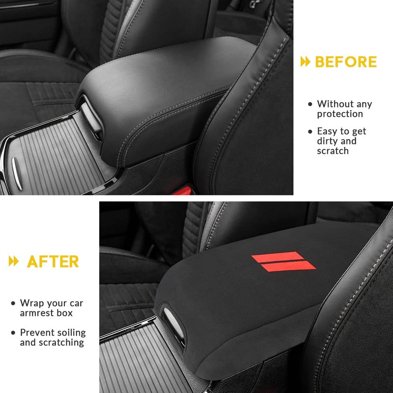 INTGET Center Console Cover for Dodge Charger Accessories 2011-2020 2021 2022 2023 for Chrysler 300 2015-2022 Leather Armrest Cover Console Lid Protector Cushion Pad(Black Cushion  Neoprene) - Image 3